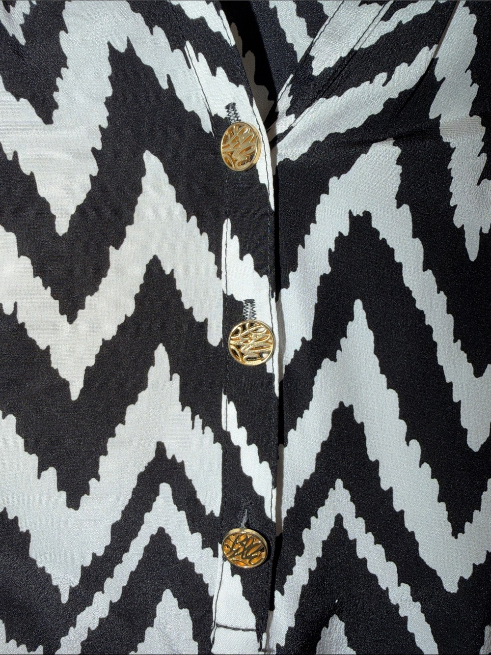 Lilly Pulitzer Black & White Chevron Blouse - Picture 3 of 10